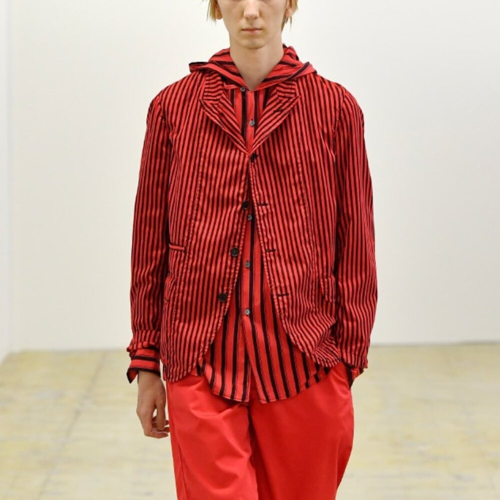 Comme des Garcons Shirt SS/22 Runway Red & Black Striped Single-Breasted Blazer